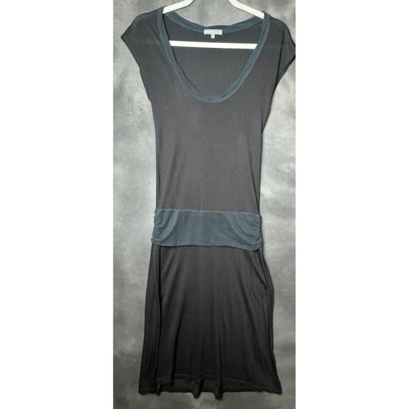 James Perse Dresses & Skirts - James Perse Dress Size 2 Medium Black Jersey Knit Scoop Neck Drop Waist Designer